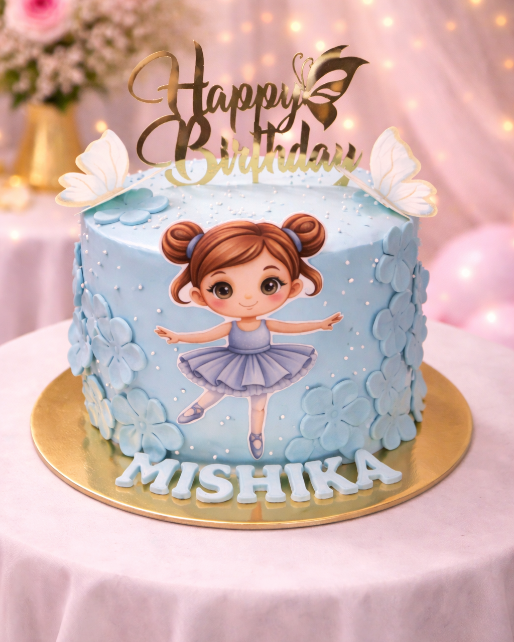 Ballerina Princess Designer Birthday Cake – Pink & Gold Theme