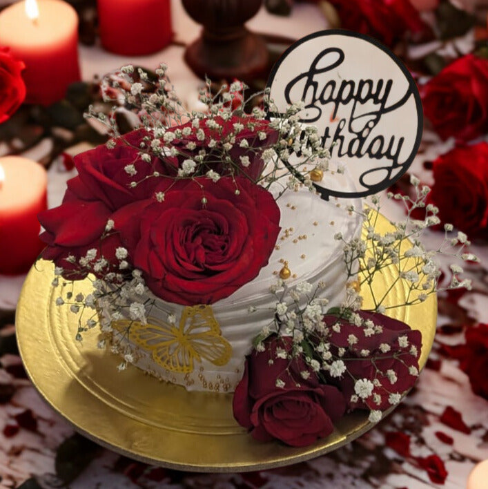 Elegant Red Rose Birthday Cake | Birthday & Anniversary Cake in Dehradun