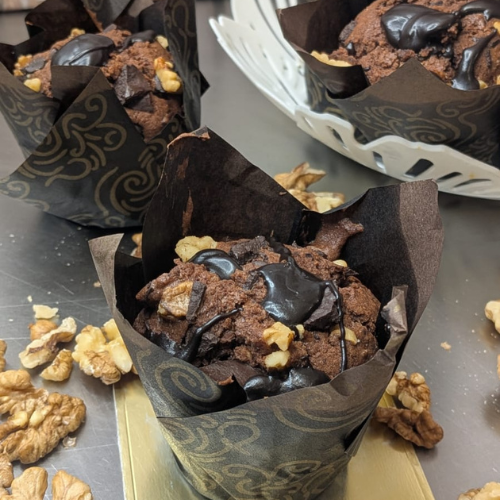 Double Chocolate Walnut Muffin
