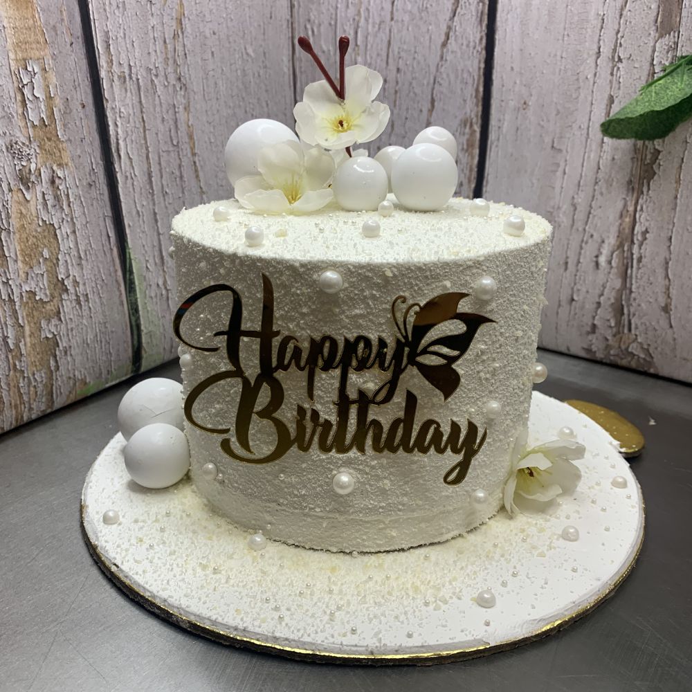Elegant White Birthday Cake for Her | Designer Celebration Cake in Dehradun