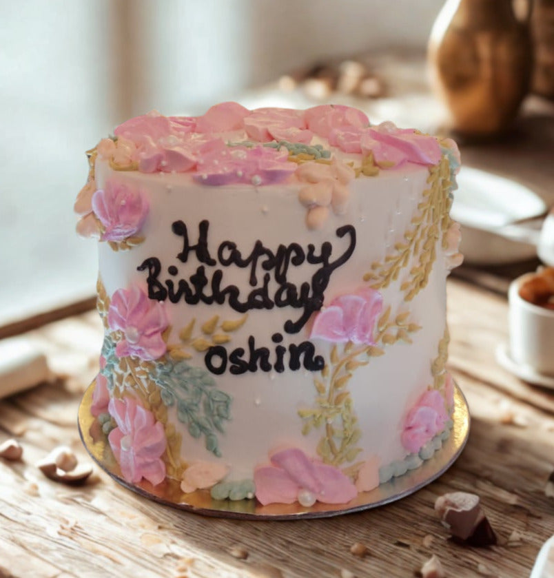 Blush Bloom Personalized Cake